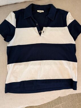 Madewell rugby collard shirt - Navy and White Stripes